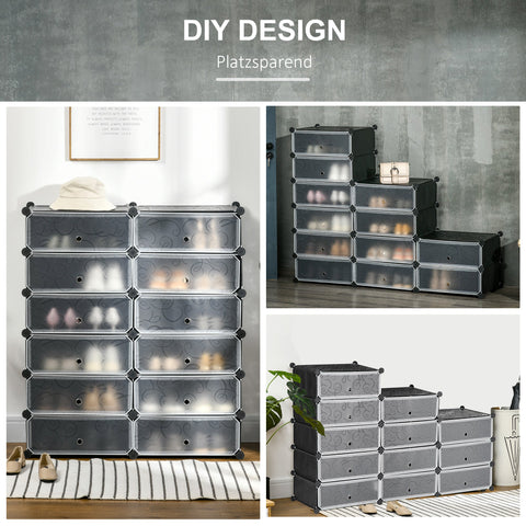 Rootz Shoe Rack - Storage Organizer - Shoe Shelf - Modular Design - Holds 24 Pairs - 94cm x 37cm x 108cm