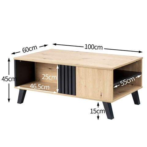 Rootz Coffee Table - Center Table - Living Room Table - Ample Storage - 100L x 60W x 53H cm