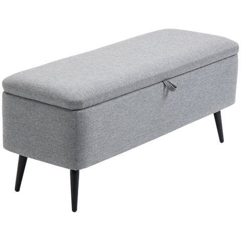 Rootz Upholstered Bench with Storage - Bed Bench - Linen-Like Fabric - Stylish Accent - 101cm x 38.5cm x 44.5cm