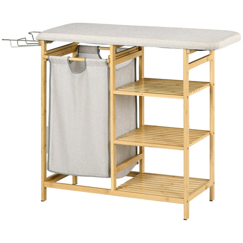 Rootz Bamboo Laundry Collector - Fabric Basket - Laundry Sorter - Ironing Board - 113cm x 34cm x 82cm - Eco-Friendly & Stylish Bamboo