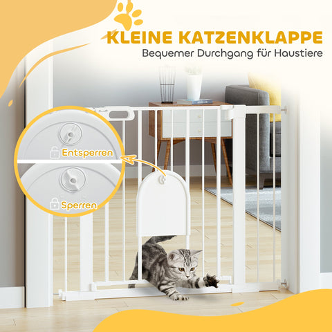 Rootz Adjustable Pet Barrier Grilles - Pet Gate - Safety Barrier - Easy Installation - Steel/Plastic - White - Fits 75-103cm, Small Door 22.4 x 27cm