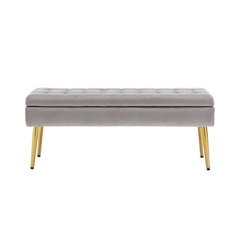 Rootz Modern Minimalist Storage Bench - Velvet Ottoman - Padded Seat - Ample Storage - 111L x 35W x 44.5H cm