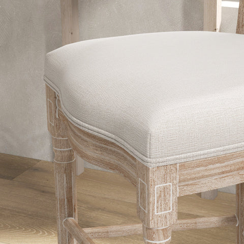 Rootz Set of 2 Louis XVI Medallion Bar Stools - Counter Stools - Tall Seating - Ergonomic Comfort - 48 x 56 x 118 cm White, Brown