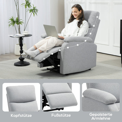 Rootz Recliner Armchair - Relaxation Chair - Upholstered Armchair - Optimal Comfort - 69cm x 91.5cm x 103cm (Upright Dimensions)