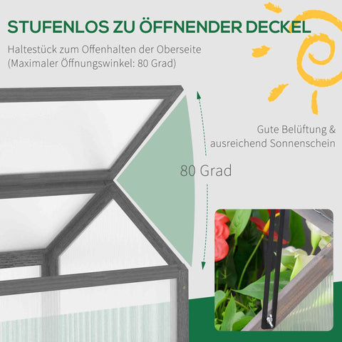 Rootz Mini Greenhouse - Compact Wooden Plant House - Tomato Shelter - Polycarbonate Panels - Ventilation - 90L x 52W x 49.5H cm