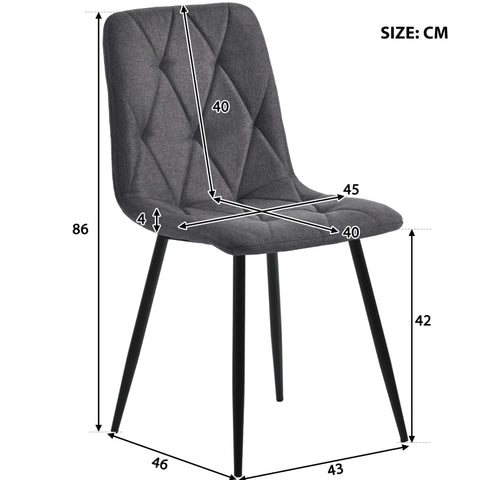 Rootz 4 Piece Set Dining Chairs - Upholstered Chairs - Elegant Seating - Unbeatable Comfort - 45cm x 40cm x 86cm