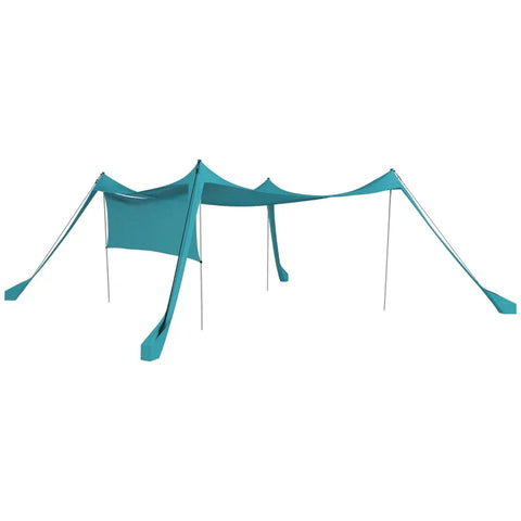 Rootz Awnings - Waterproof - Adjustable Lightweight - Foldable Awning - Steel Supports - Side Panel - Ground Spikes - Carry Bag - Polyester - Sky Blue - 300L x 300W x 200H cm