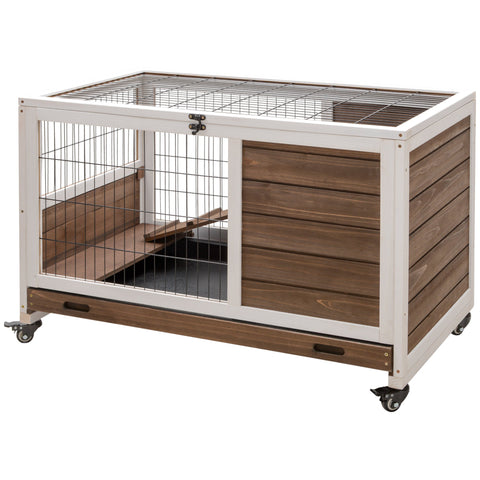 Rootz Rabbit Hutch - Animal House - Pet Enclosure - Spacious & Lockable - Non-Slip Ramp - 90cm x 53cm x 59cm
