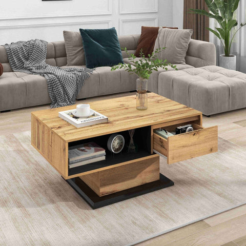 Rootz Coffee Table - Storage Table - Accent Table - Elegant & Versatile - 100L x 60W x 47H cm