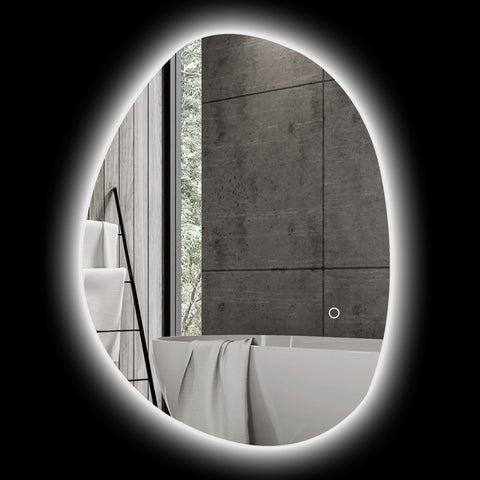 Rootz Asymmetrical Bathroom LED Mirror - LED Vanity Mirror - Illuminated Mirror - Anti-Fog - 70cm x 50cm - Elevate Bathroom Ambience Instantly