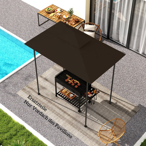 Rootz Garden Gazebo Replacement Tarpaulin - BBQ Gazebo Roof - Canopy Cover - UPF50+ Protection - 244cm x 152cm - Brown