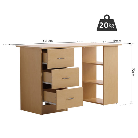 Rootz Computer Desk - Office Table - Workstation - Ample Storage - 120cm x 49cm x 72cm