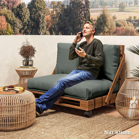 Rootz Pallet Pillow 2 Set - Receptive Seat Cushion - Pallette Cushion with Backrest - Maximum Comfort - 120x80x20cm - Grey