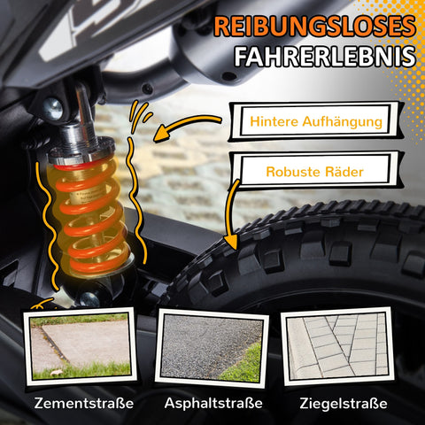 Rootz 12V Kids Motorcycle with Training Wheels - Electric Ride-On - Children Motorbike - Smooth Ride - 106.5cm x 56cm x 80cm