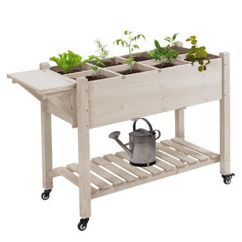 Rootz Elevated Planter Bed on Rolls - Shelf - Foldable Table - No Bending, Easy Garden Move - 123cm x 54cm x 87cm