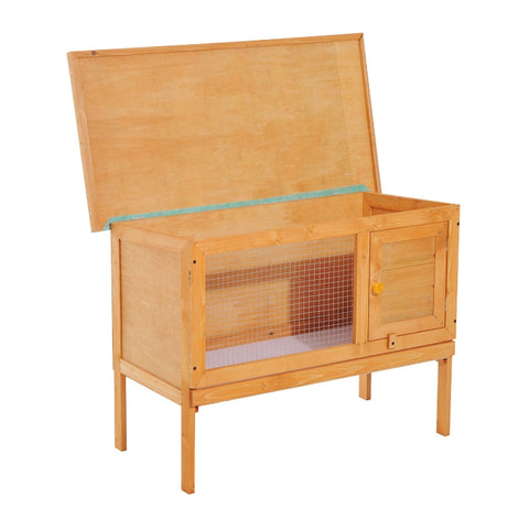 Rootz Small Animal Hutch - Rabbit Shelter - Pet Enclosure - Durable & Weatherproof - Easy to Clean - Secure & Safe - 90cm x 45cm x 65cm - Fir Wood & Metal