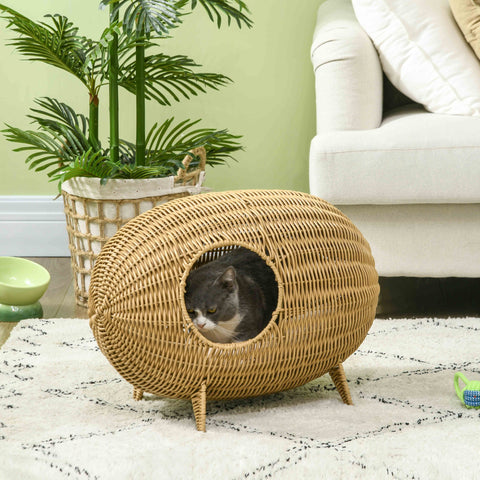 Rootz Elevated Cat Bed - Cozy Basket - Cat Cave - Great Comfort - 55L x 36W x 42H cm Pillow Included