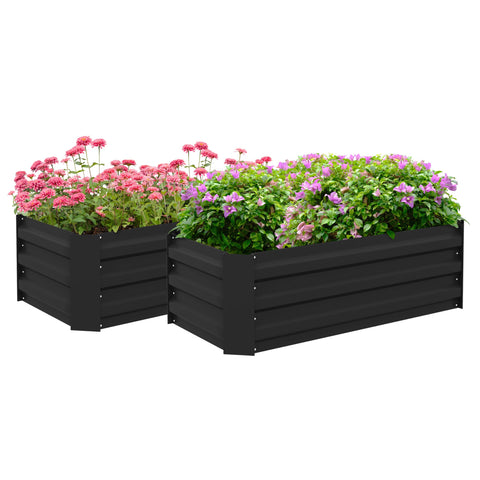 Rootz Garden Raised Beds Set - Planting Beds - Corrugated Steel Planters - Optimal Root Growth - 100L x 50B x 30H cm