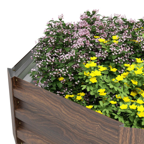 Rootz Raised Bed Garden Bed - Herb Bed - Vegetable Planter - Weather Resistant - Galvanized Steel - 113cm x 98cm x 30cm - Dark Brown