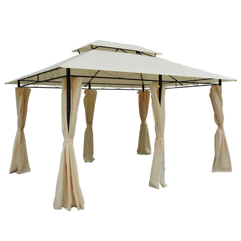 Rootz 3x4m Garden Pavilion with 6 Side Panels - Party Tent - Marquee - Water-Repellent Double Roof - Robust Steel Frame - 300cm x 400cm x 280cm