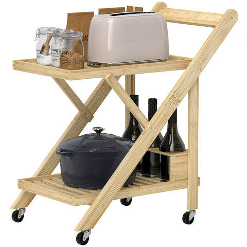 Rootz Kitchen Cart on Wheels - Serving Trolley - Rolling Bar Cart - Space-Saving Design - 66cm x 40cm x 70cm