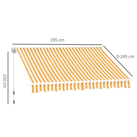 Rootz Extendable Awning - Terrace Awning - Balcony Sunshade - UV Protection - 295cm x 245cm