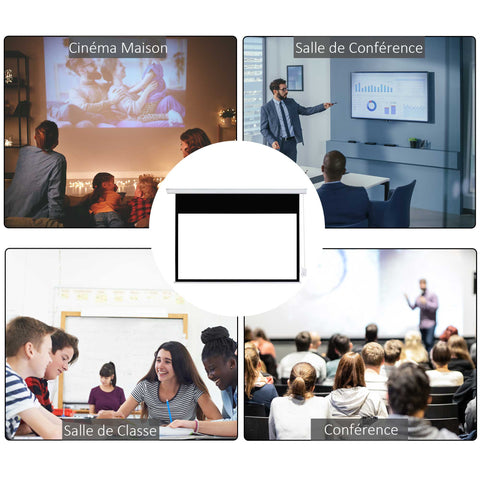 Rootz 100 Inch Projection Screen - Motorized Canvas - Home Theater Screen - 4K HD - Wall/Ceiling Mount - 247cm x 7.5cm x 168cm