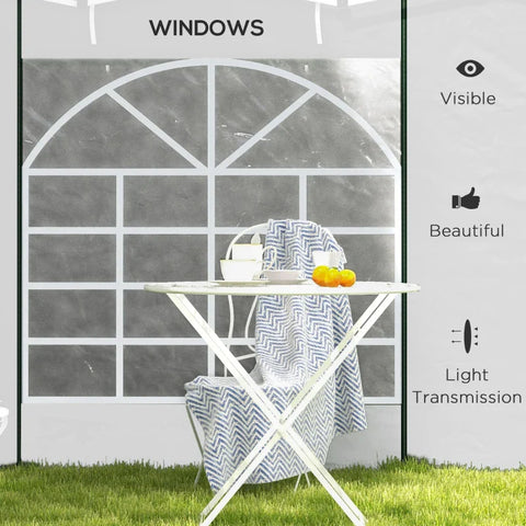 Rootz Gazebo - Side Panels - 2 Pack Sides Replacement - Pop Up Gazebo - With Windows And Doors - White - 295W x 195H cm