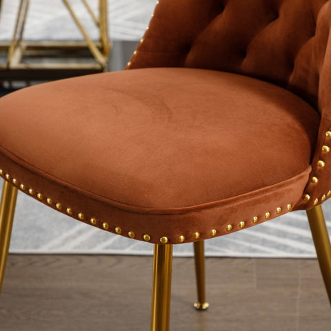 Rootz Set of 2 Velvet Chairs - Comfortable Armchair - Elegant Seating - Ergonomic Comfort - Gold Metal Legs - 43.9cm x 62cm x 87.5cm