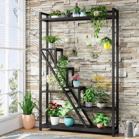 Rootz 7-Tier Plant Stand - Indoor Shelf - Bonsai Display - Durable Metal - 105cm W x 30cm D x 180cm H - Enhances Vertical Space