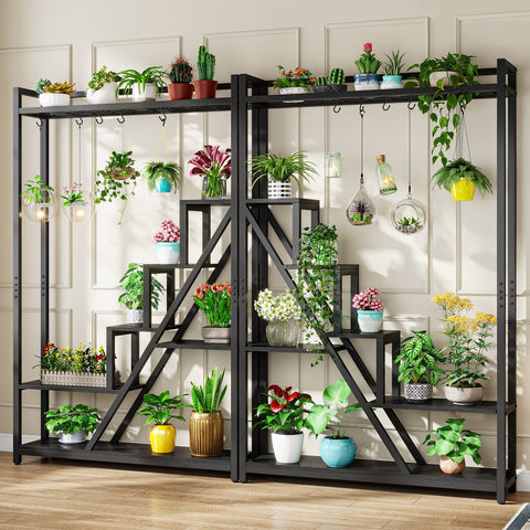 Rootz 7-Tier Plant Stand - Indoor Shelf - Bonsai Display - Durable Metal - 105cm W x 30cm D x 180cm H - Enhances Vertical Space