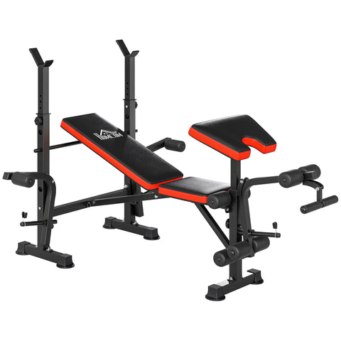 Rootz Adjustable Fitness Dumbbell Bench - Workout Station - Home Gym Equipment - Incline Function - 175cm x 127cm - Black+Red