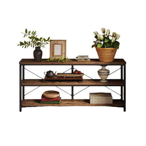 Rootz Extra Long Table - Sofa Table - Console Table - Ample Storage - 180cm L x 30cm W x 91cm H - Rustic Design