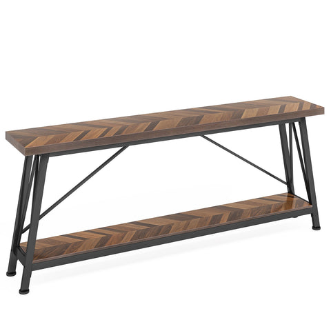 Rootz Industrial Sofa Table - Rustic Console Table - Entryway Table - Ample Storage Space - 180.00 cm L x 29.50 cm W x 80.00 cm H