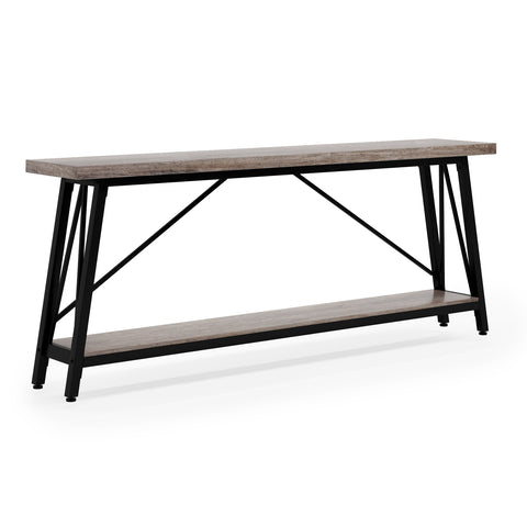Rootz Industrial Sofa Table - Rustic Console Table - Entryway Table - Ample Storage Space - 180.00 cm L x 29.50 cm W x 80.00 cm H