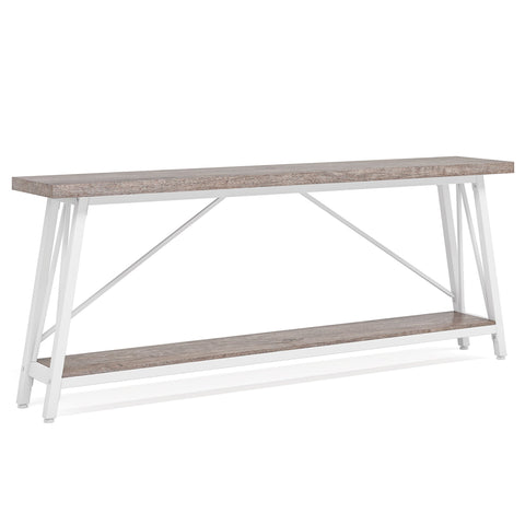 Rootz Industrial Sofa Table - Rustic Console Table - Entryway Table - Ample Storage Space - 180.00 cm L x 29.50 cm W x 80.00 cm H