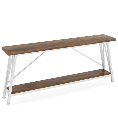 Rootz Industrial Sofa Table - Rustic Console Table - Entryway Table - Ample Storage Space - 180.00 cm L x 29.50 cm W x 80.00 cm H
