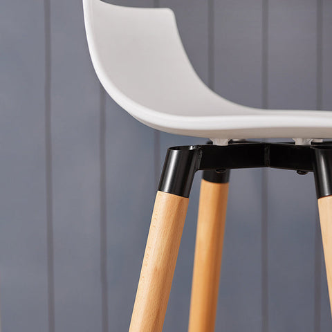 Rootz Modern Bar Stool - Counter Chair - Bar Chair - White - Thickly Padded - Easy Maintenance - Stable Beech Legs - 41cm x 84cm