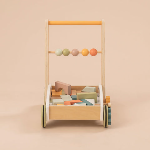 Rootz Wooden Baby Push Walker Toy - Toddler Walker - Baby Activity Walker - Encourages Early Learning - Safe and Durable - Multi-Functional Design - 41 cm Tall - Premium Dutch Wood