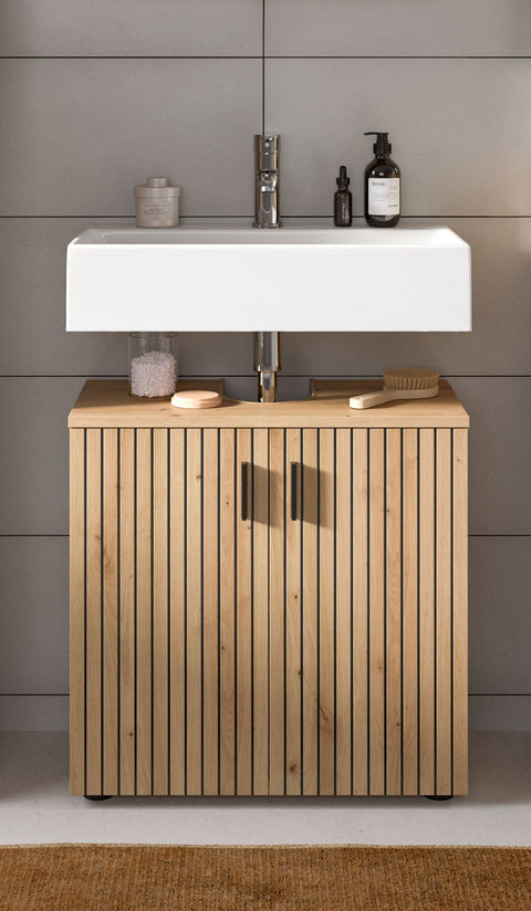 Rootz Vanity Unit - Cabinet - Storage Solution - Easy-Care Design - Brown Imitation - 60 x 59 x 30 cm