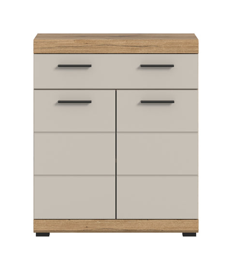 Rootz Freestanding Cabinet - Storage Unit - Organizer - Ample Storage - 74x88x31cm - Evoak Oak & Cashmere Imitation MDF Front