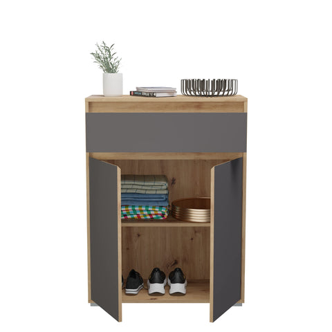 Rootz Torino Shoe Cabinet - Closet Organizer - Entryway Furniture - Oak Wood - 76cm x 102cm x 35cm - Gray Imitation - FSC Certified