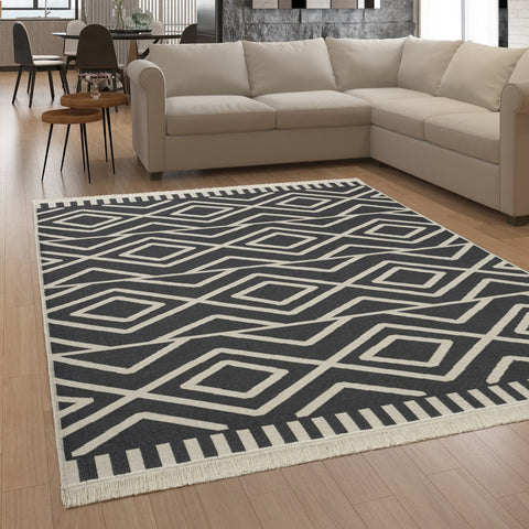 Reversible Flatweave Rug – Machine Washable – Durable Cotton Blend – Versatile Design