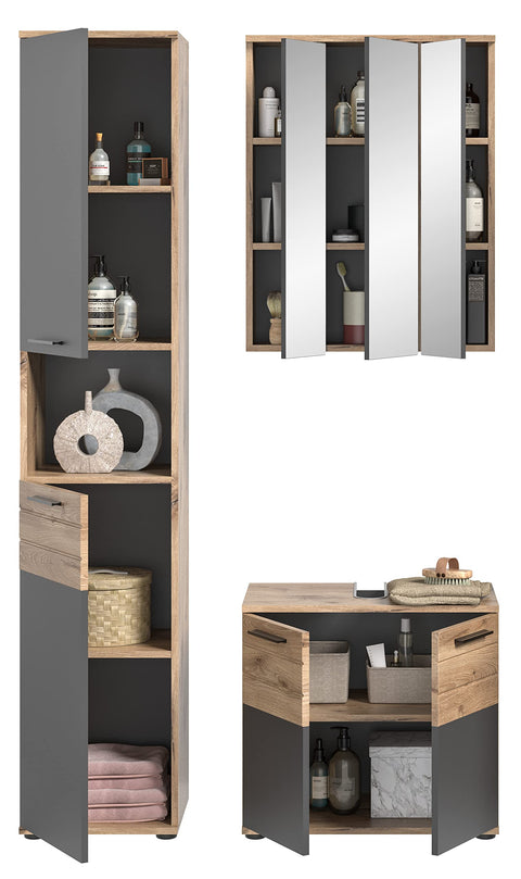 Rootz MASON Bathroom Furniture Set - Vanity Unit - Engineered Wood - White - Modern Design - 120cm x 60cm x 55cm