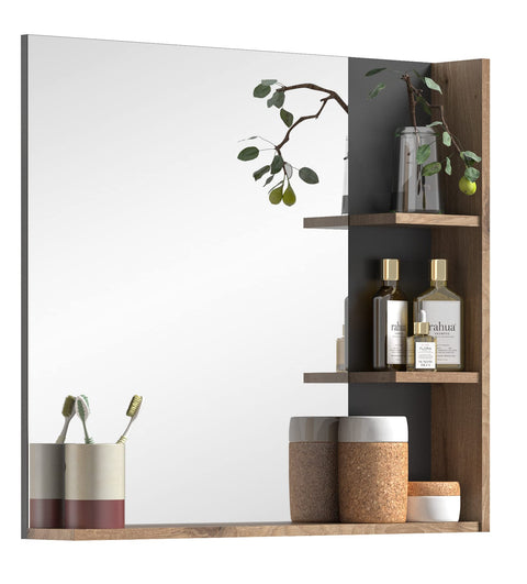 Rootz Bathroom Furniture Set - Wood Material - Basalt Gray Replica - Nox Oak Replica - 140cm x 48cm - Timeless Design - Space Saving - FSC Certified