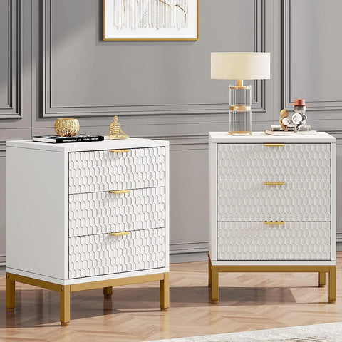 Rootz Elegant Bedside Table - Nightstand - Drawer Chest - Ample Storage - 50 cm Length x 40 cm Depth x 65.5 cm Height
