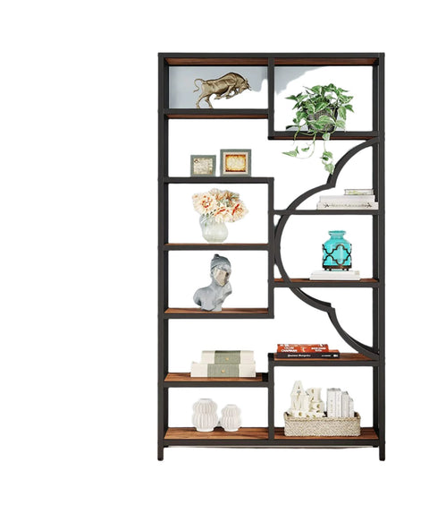 Rootz Asymmetrical Bookshelf - Display Rack - Room Divider - High Load Capacity - 30cm D x 100cm W x 190cm H