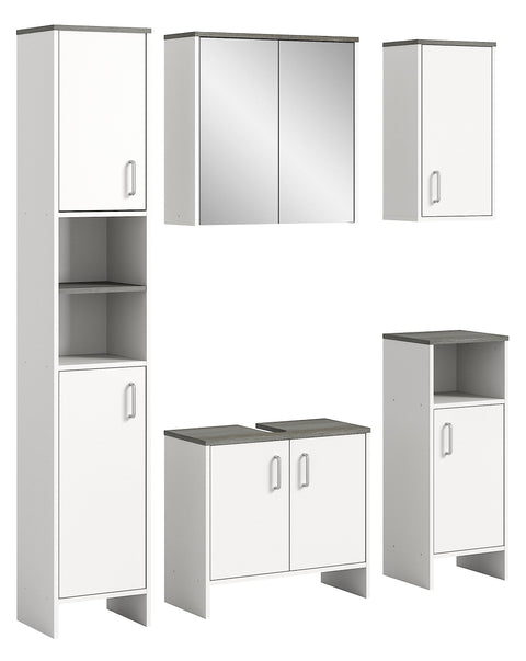 Rootz 5 Piece Set Bathroom Furniture - Vanity Set - Wood Material - Timeless Design - Los Angeles Style - FSC Certified - 180cm x 120cm x 40cm
