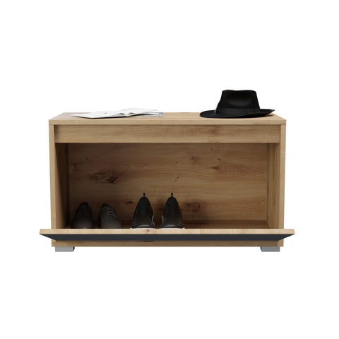 Rootz Torino Bench - Shoe Cabinet - Wooden Material - Gray Oak Imitation Front - Oak Imitation Body - Space-saving - FSC Certified - 76cm x 44cm x 35cm