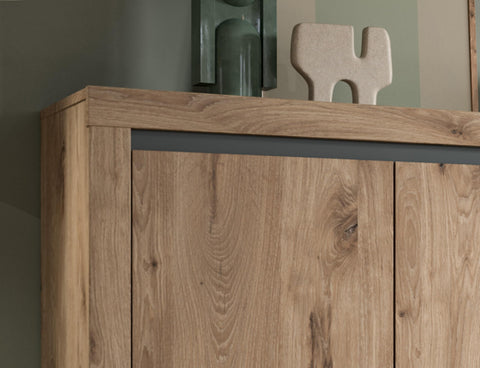 Rootz Chest of Drawers - Nox Oak Nb - Tallboy Dresser - Modern Design - 131cm x 105cm x 37cm - FSC-Certified Wood - Contemporary Aesthetic